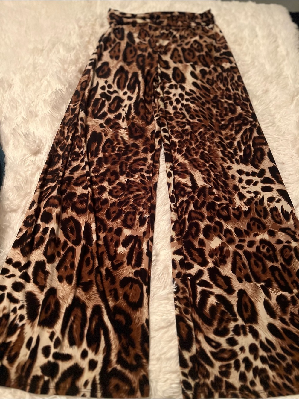 Leopard Print Wide Leg Pants - Brown Animal Print
